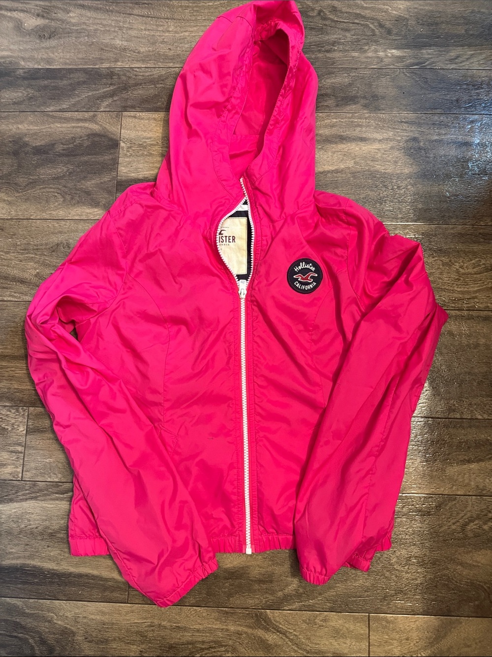 Hollister Bright Pink Hooded womens Windbreaker Jacket